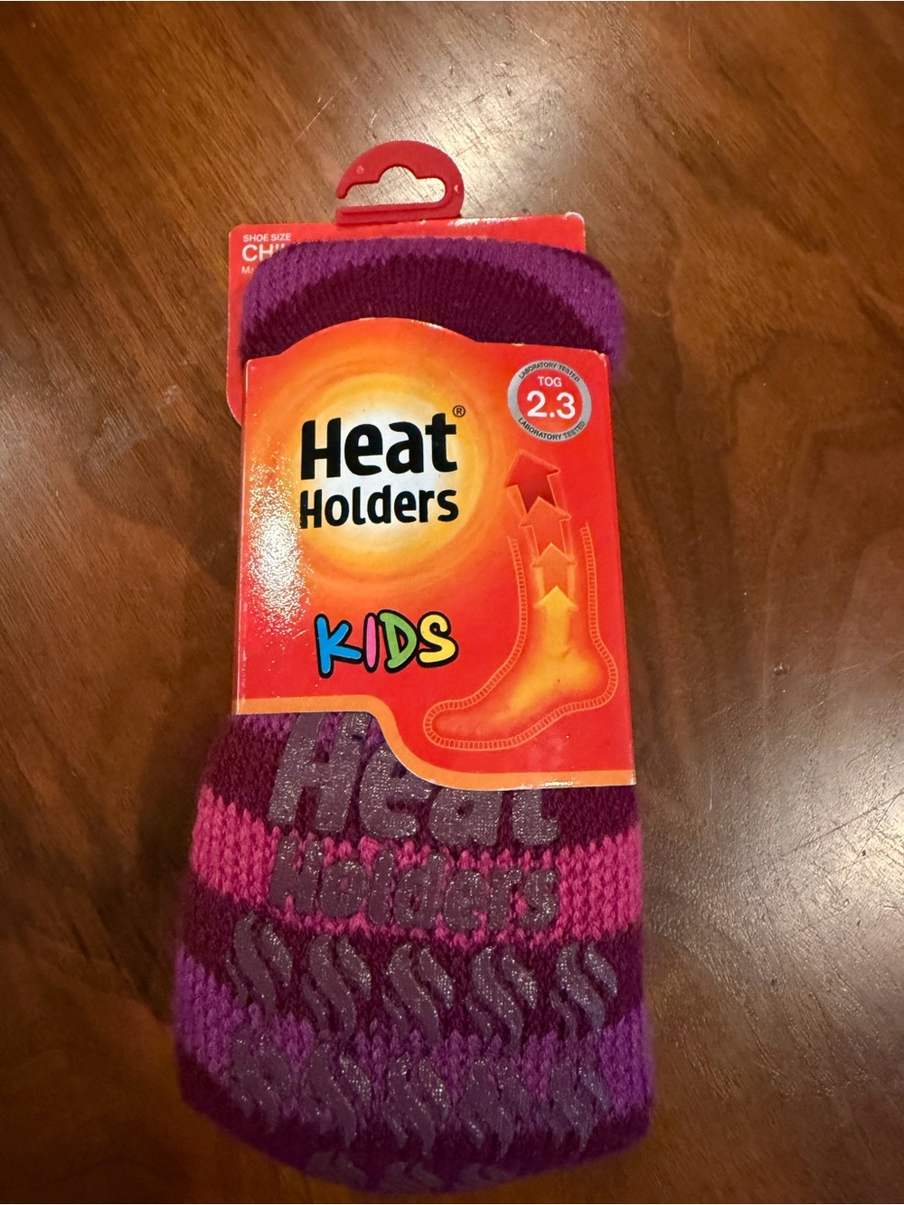 Heat Holders Kids Thermal Striped Socks in Purple & Magenta